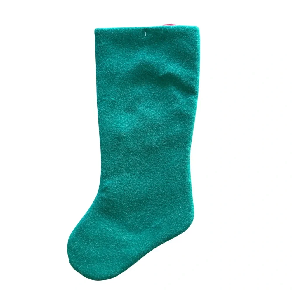 Preferred Products Good Kitty Christmas‎ Stocking Green Felt Ginger Cat Applique